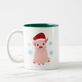 Cerdito navideño sonriente zweifarbige tasse