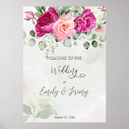 Cerea magenta peony Rose eucalyptus Begrüßungszeic Poster