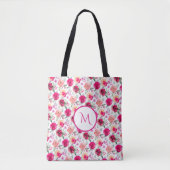 Cerea Pink Aquarell Mit Monogramm Totbeutel Tasche (Vorderseite)