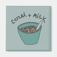 Cereal and Milk Magnet, Nostalgic Illustration