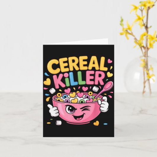 Cereal Killer Cartoon Bowl Funny Breakfast  Karte (Gelbe Blume)