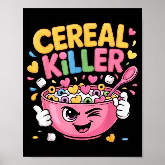 Cereal Killer Cartoon Bowl Funny Breakfast Poster (Vorne)