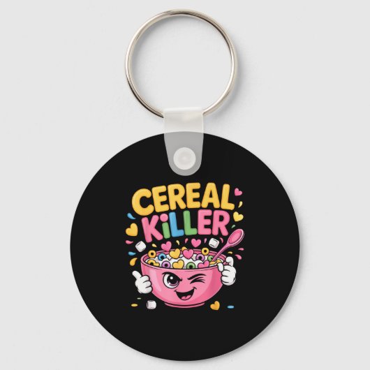 Cereal Killer Cartoon Bowl Funny Breakfast Schlüsselanhänger (Vorderseite)