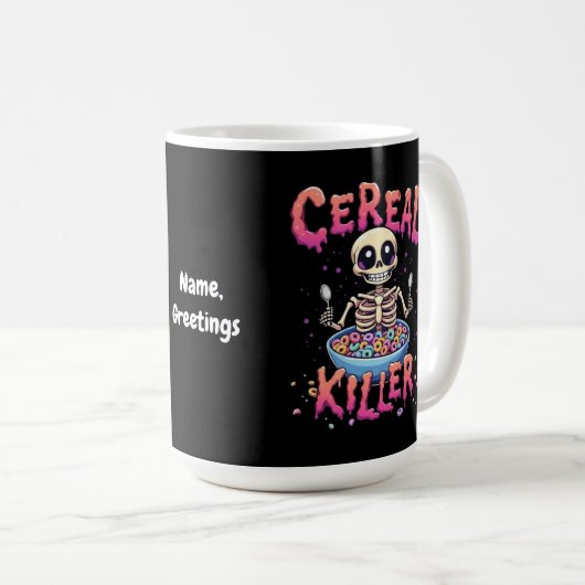 Cereal Killer Frühstück Funny Cereal Bowl Skelett Kaffeetasse (VorderseiteRechts)