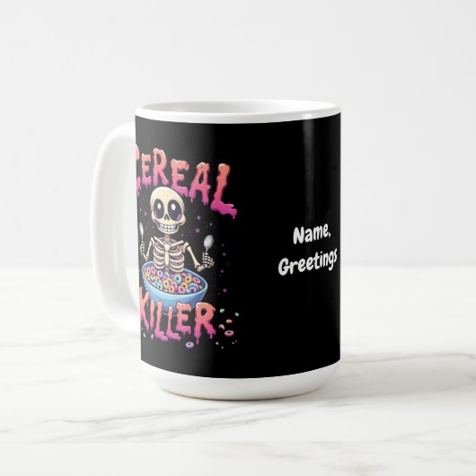 Cereal Killer Frühstück Funny Cereal Bowl Skelett Kaffeetasse (Vorderseite Links)