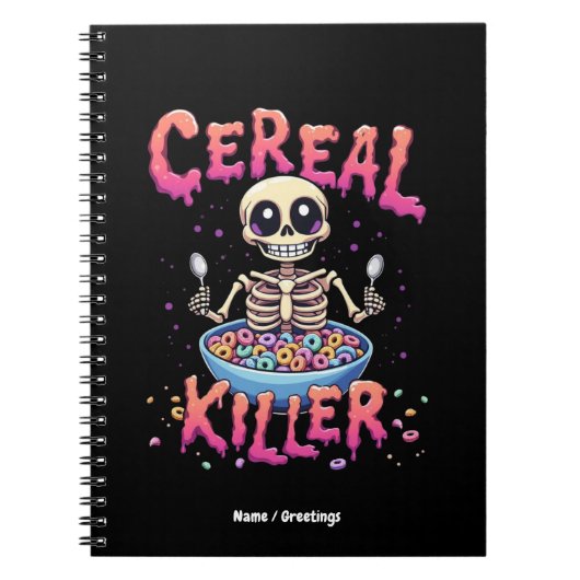 Cereal Killer Frühstück Funny Cereal Bowl Skelett Notizblock (Vorderseite)