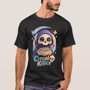 Cereal Killer Grim Sensenmann Skelett Eating Color T-Shirt