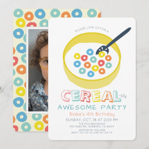 Cereal-sly Awsome Gelbe Frühstücksflocken Foto Geb Einladung