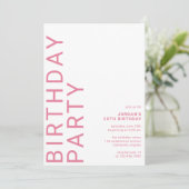 Cerealien Hot Pink | Moderne Mädchen jeden Geburts Einladung (Stehend Vorderseite)