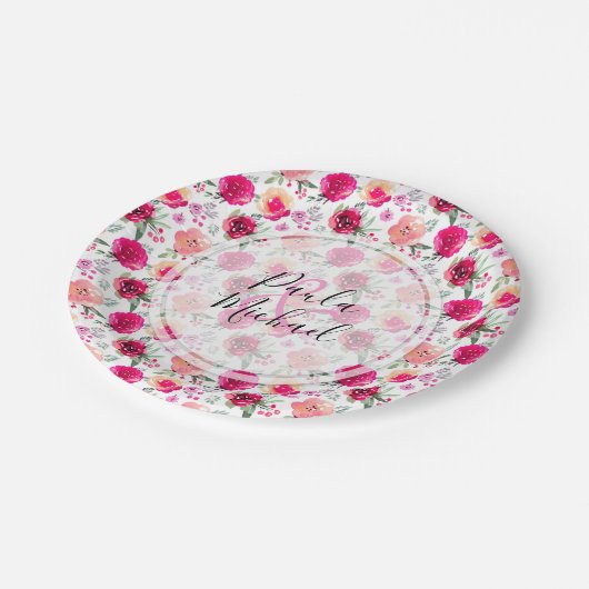 Cerealienfarben Personalisierte Papiere Teller (Schrägansicht)