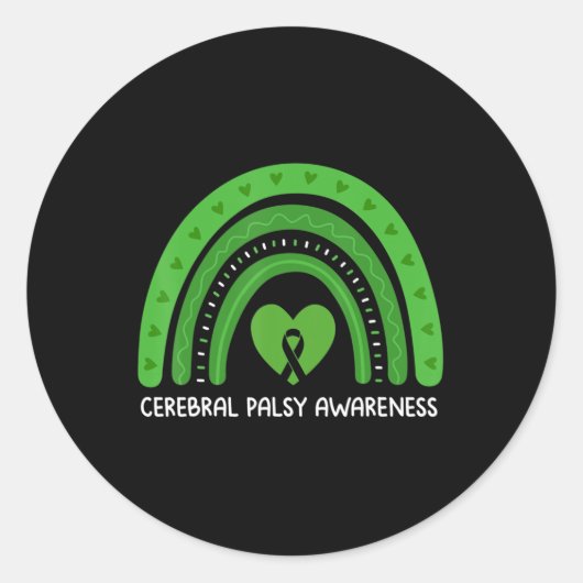 Cerebral Palsy Awareness Month Retro Rainbow Brain Runder Aufkleber (Vorderseite)