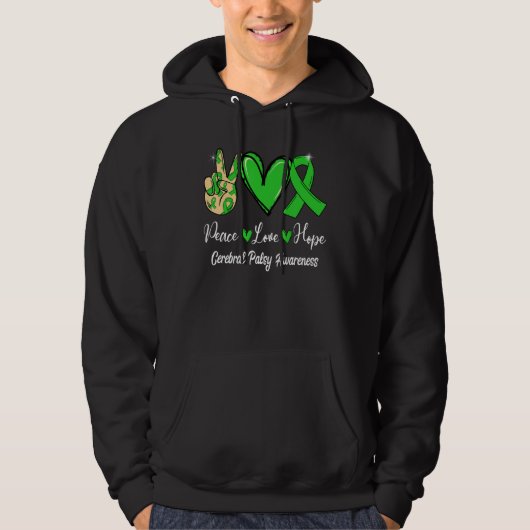 Cerebral Palsy Awareness Peace Liebe Hope Green Ri Hoodie (Vorderseite)