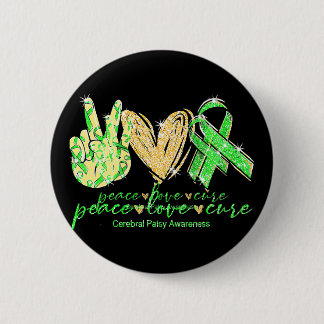 Cerebral Palsy Awareness Peace Liebe Kur Kostüm Button