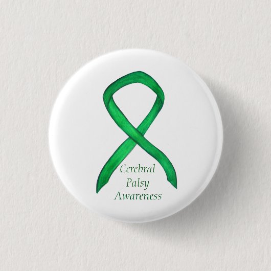 Cerebral Palsy Awareness Ribbon Custom Art Button (Vorderseite)