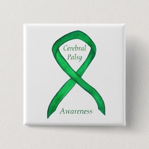 Cerebral Palsy Awareness Ribbon Custom Art Button