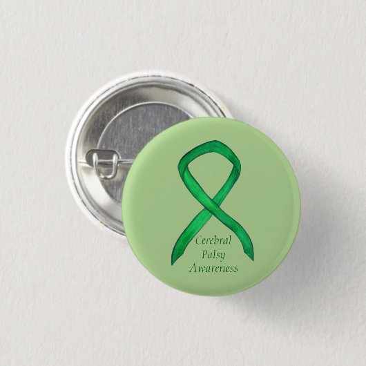 Cerebral Palsy Awareness Ribbon Custom Art Button (Vorne & Hinten)