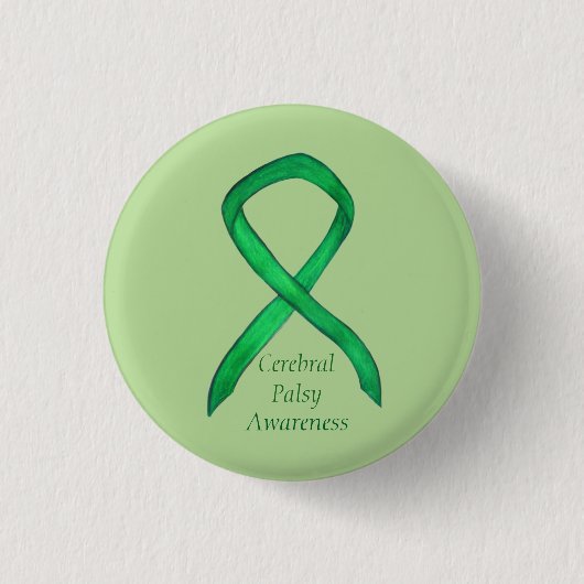 Cerebral Palsy Awareness Ribbon Custom Art Button (Vorderseite)