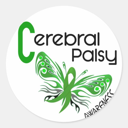 Cerebral Palsy BUTTERFLY 3 Runder Aufkleber (Vorderseite)