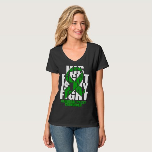 Cerebral Palsy Caregiver Awareness Month Green Rib T-Shirt (Vorderseite Vollansicht)