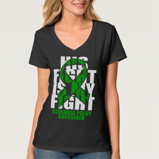 Cerebral Palsy Caregiver Awareness Month Green Rib T-Shirt (Vorderseite)