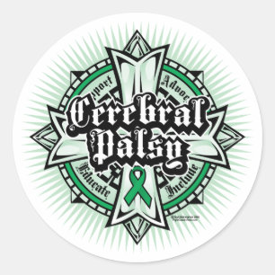Cerebral Palsy Celtic Cross Runder Aufkleber