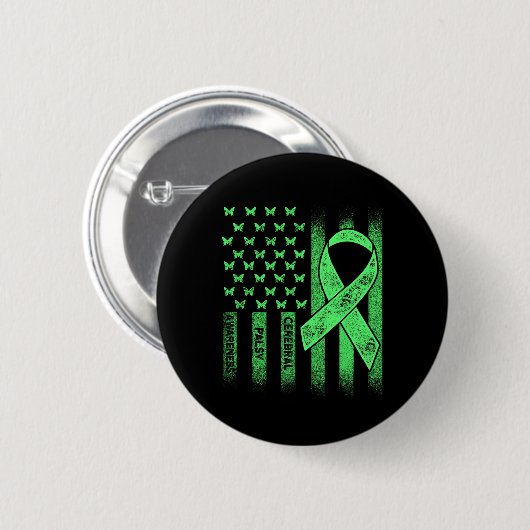 Cerebral Palsy Cp Awareness Usa Flag Warrior Survi Button (Vorne & Hinten)
