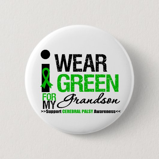 Cerebral Palsy ich trage grünes Band für meinen En Button (Vorderseite)