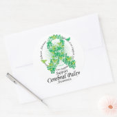 Cerebral Palsy Ribbon von Schmetterlingen Runder Aufkleber (Umschlag)