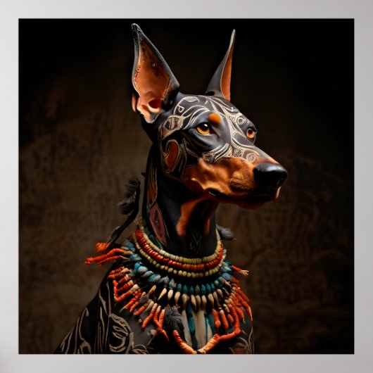 Ceremonial Dobermann Pinscher in Warrior AtReifen Poster (Vorne)