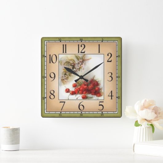 Cerezas Quadratische Wanduhr (Zuhause)