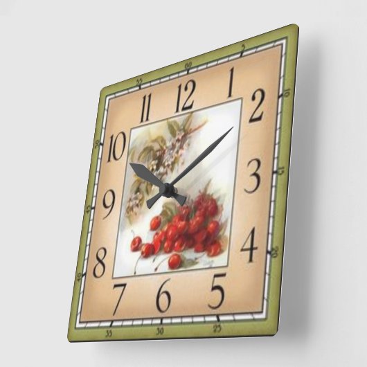 Cerezas Quadratische Wanduhr (Winkel)