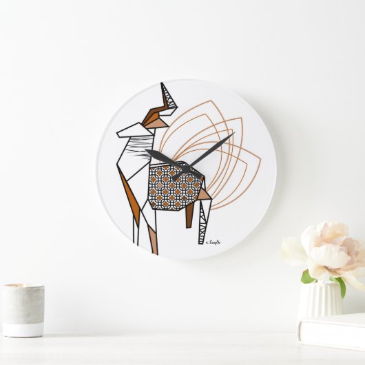 Cerf Origami Große Wanduhr (Zuhause)