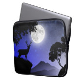 Cerf sous la lune bleu laptopschutzhülle (Vorderseite Links)