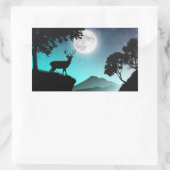Cerf sous la lune türkis rechteckiger aufkleber (Tasche)