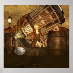 Ceris Tortuga Steampunk Kunst-Plakat Poster