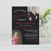 Cerise 2 Fotos Out-of-Office-Party Einladung (Stehend Vorderseite)