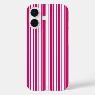 Cerise and white candy stripes iPhone 16 hülle