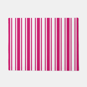 Cerise and white candy stripes fußmatte