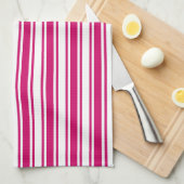 Cerise and white candy stripes geschirrtuch (Viertel Falte)