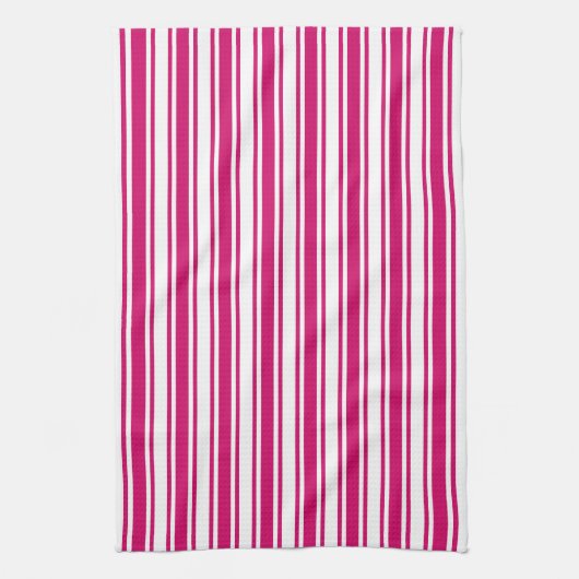 Cerise and white candy stripes geschirrtuch (Vertikal)
