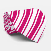 Cerise and white candy stripes krawatte (Gerollt)