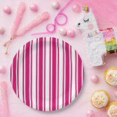 Cerise and white candy stripes pappteller (Party)