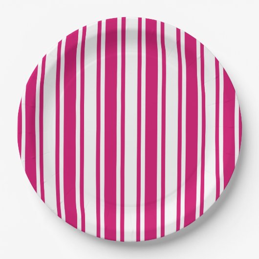 Cerise and white candy stripes pappteller (Vorderseite)
