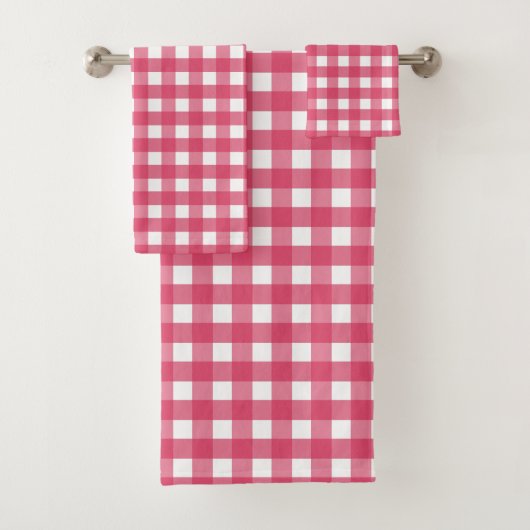 Cerise Gingham Badhandtuch Set (Insitu)