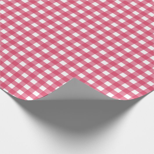 Cerise Gingham Geschenkpapier (Ecke)