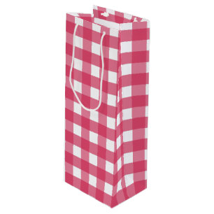 Cerise Gingham Geschenktüte Für Weinflaschen