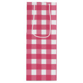 Cerise Gingham Geschenktüte Für Weinflaschen (Vorderseite)