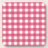 Cerise Gingham Getränkeuntersetzer (Vorderseite)