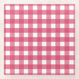 Cerise Gingham Glasuntersetzer
