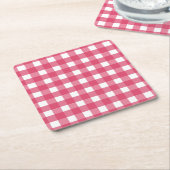 Cerise Gingham Rechteckiger Pappuntersetzer (angewinkelt)